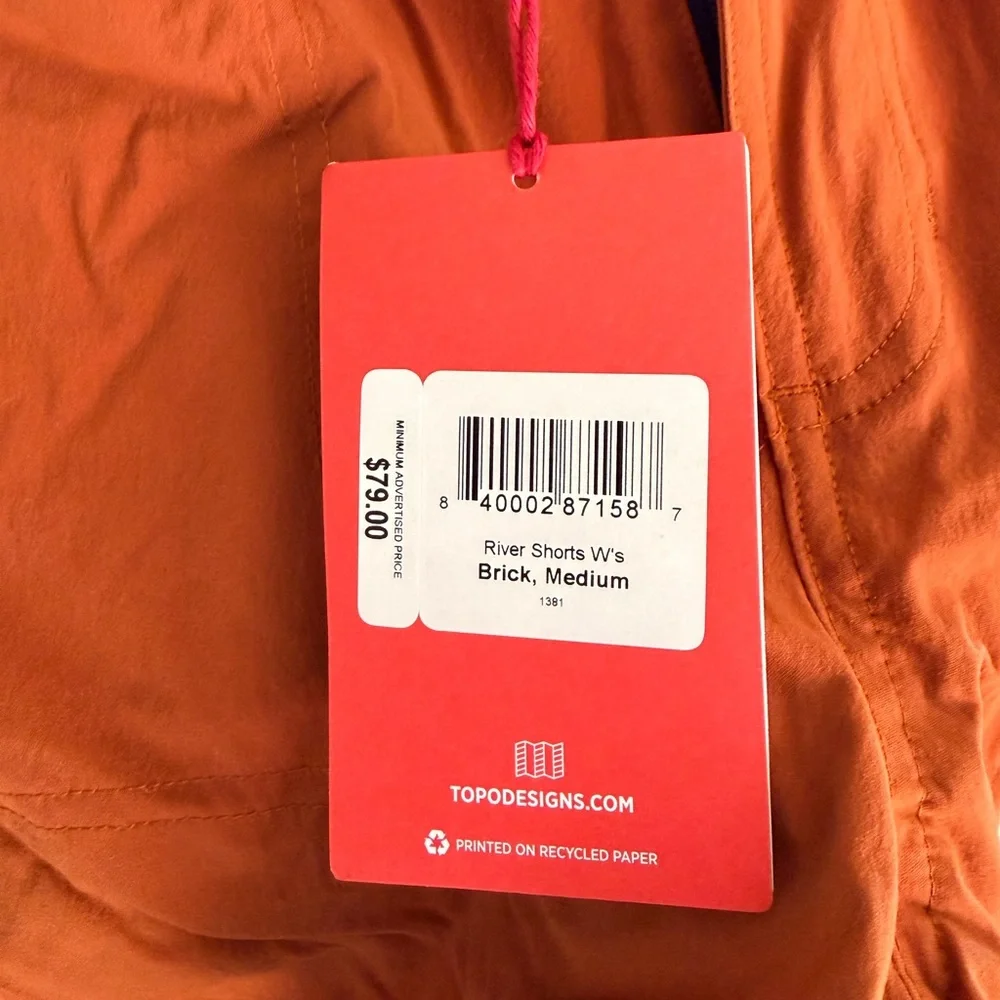 Topo Designs Rust Orange Athletic Shorts with Pink Belt